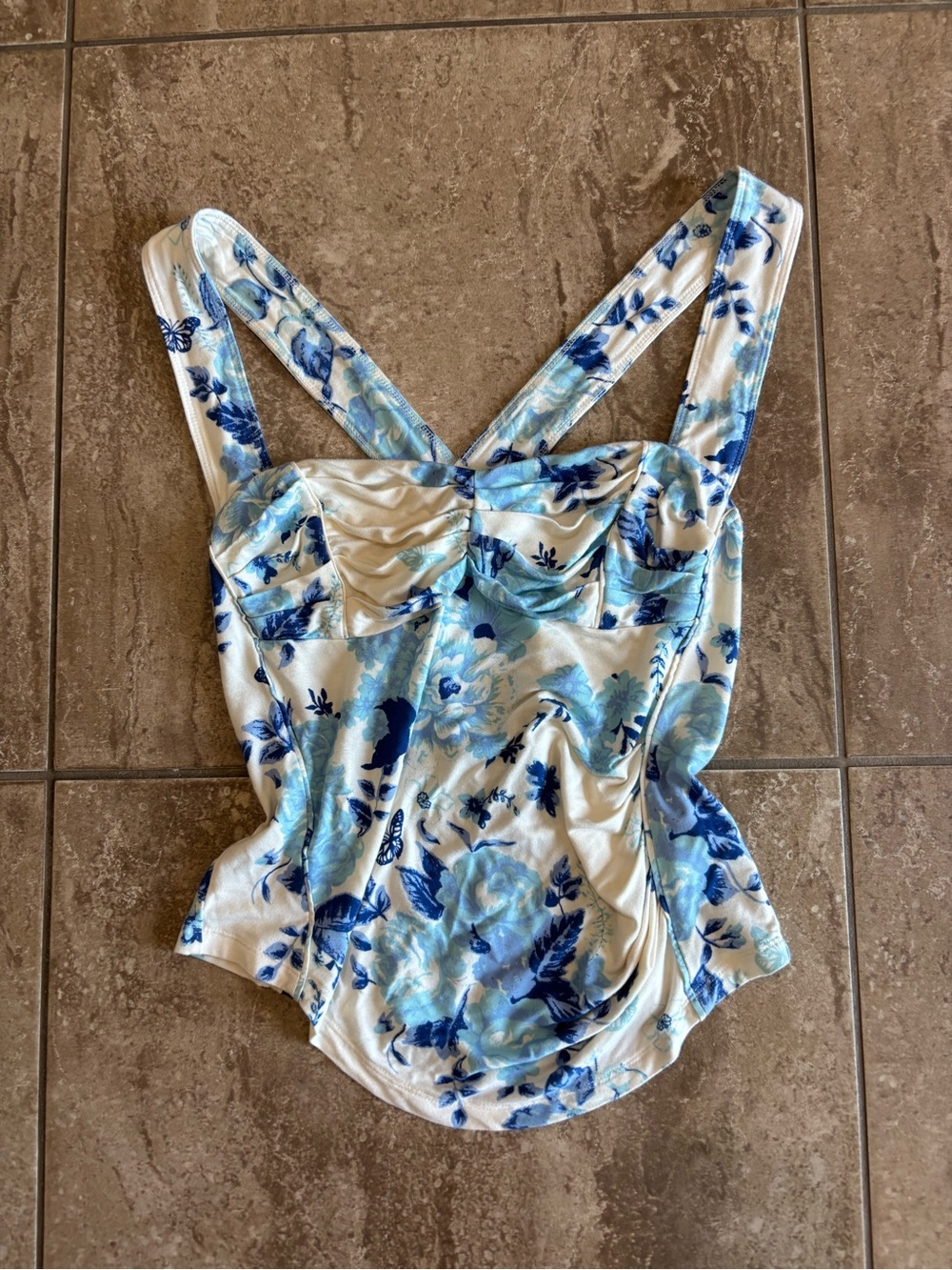 Free People floral ginger snap crops back tank top